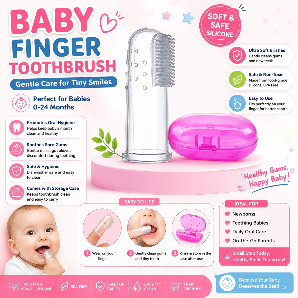 Baby Finger Toothbrush with Storage Case