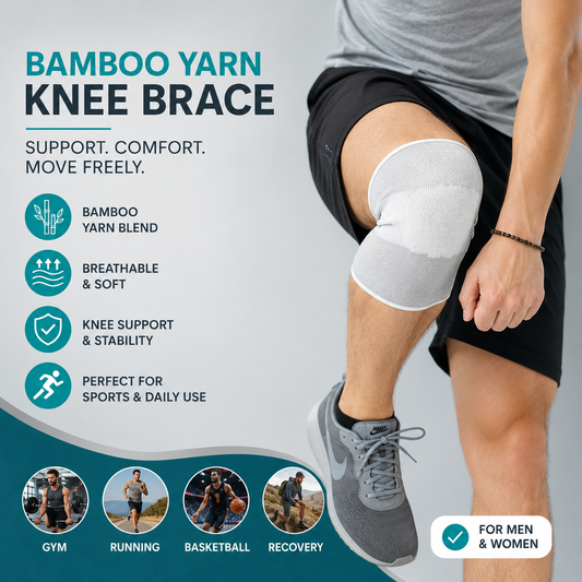 Bamboo Yarn Knee Brace for Men and Women - Knee Pain, Gym, Running, Basketball, Meniscus Tear, Sports, Joint Pain Relief, Injury Recovery
