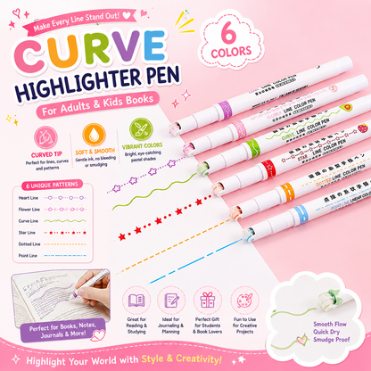 Curve Highlighter Pen For Adults & Kids Books