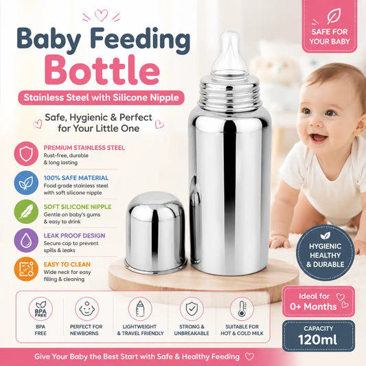 Baby Feeding Bottle Stainless Steel with Silicone Nipple