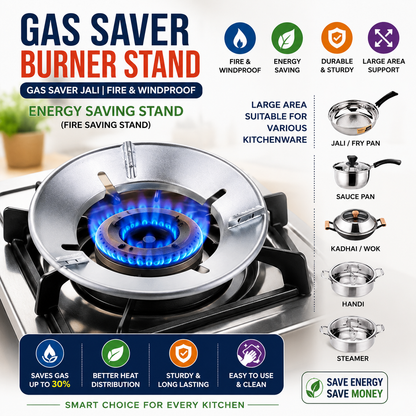 Gas Saver Burner Stand Gas Saver Jali Home Gas Stove Fire & Windproof Energy Saving Stand (Fire saving stand)