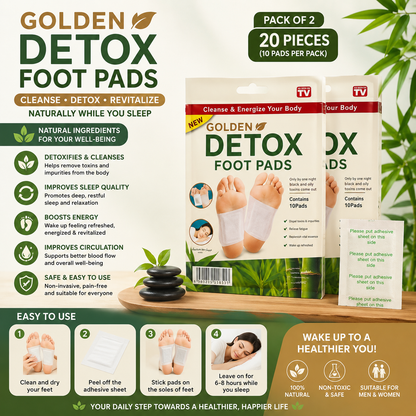 Golden Detox Foot Pads (Pack of 2) (20 Pieces)