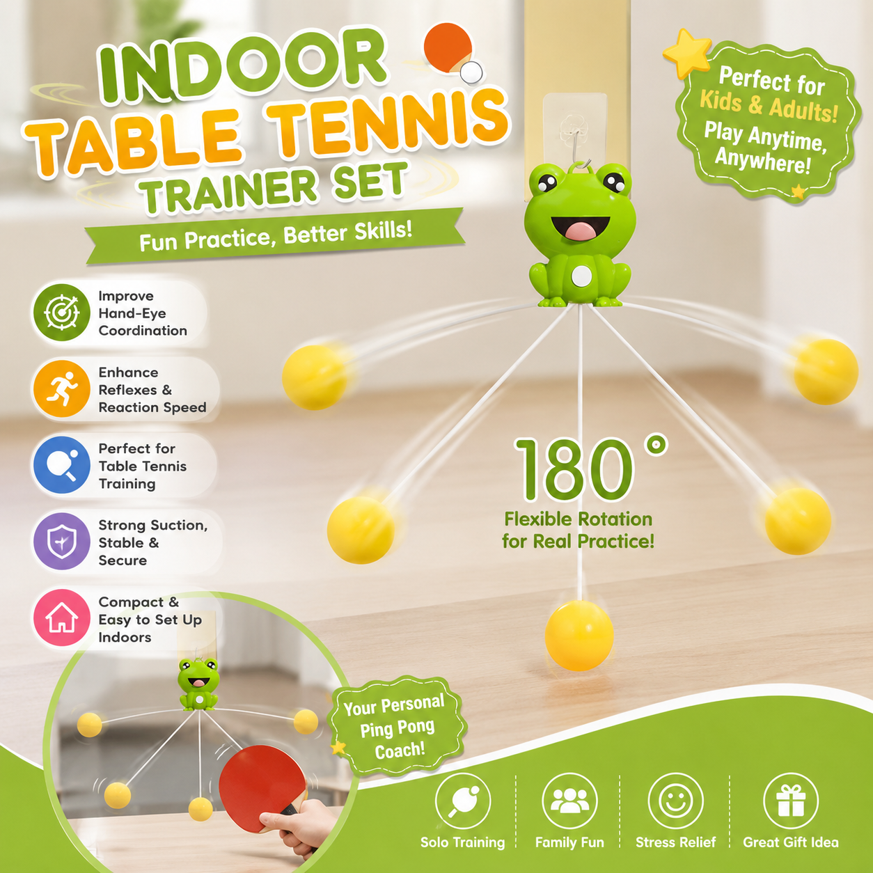 Indoor Table Tennis Trainer Set