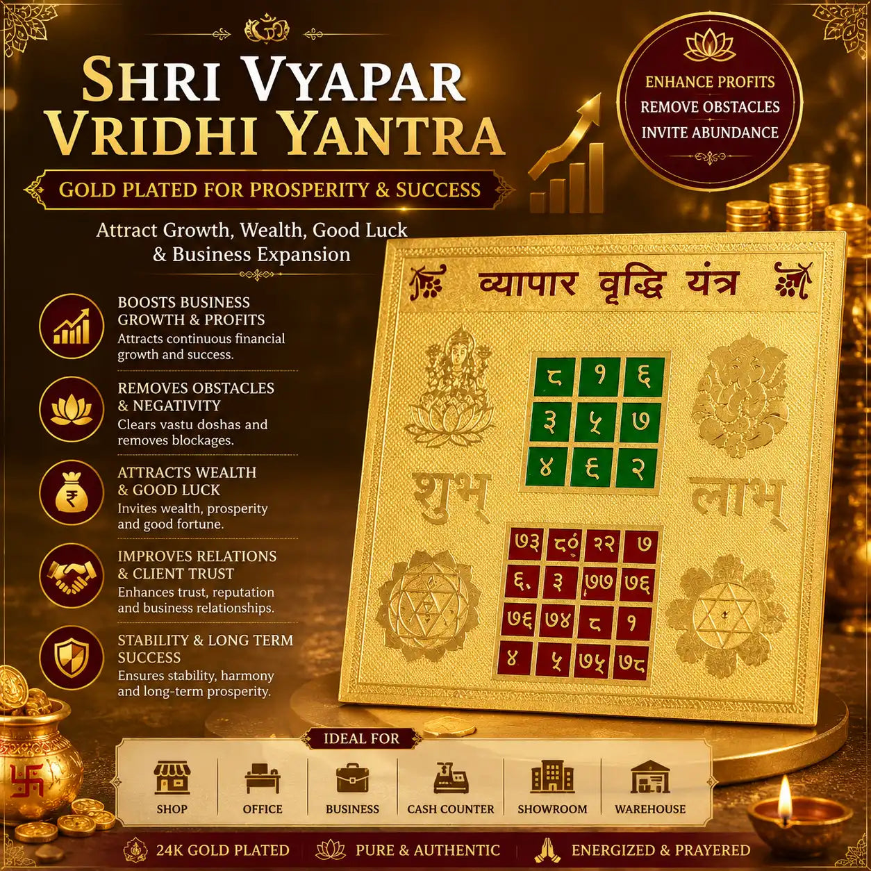Shri Vyapar Vridhi Yantra Gold Plated